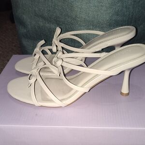 Elegant White Heeled Sandals